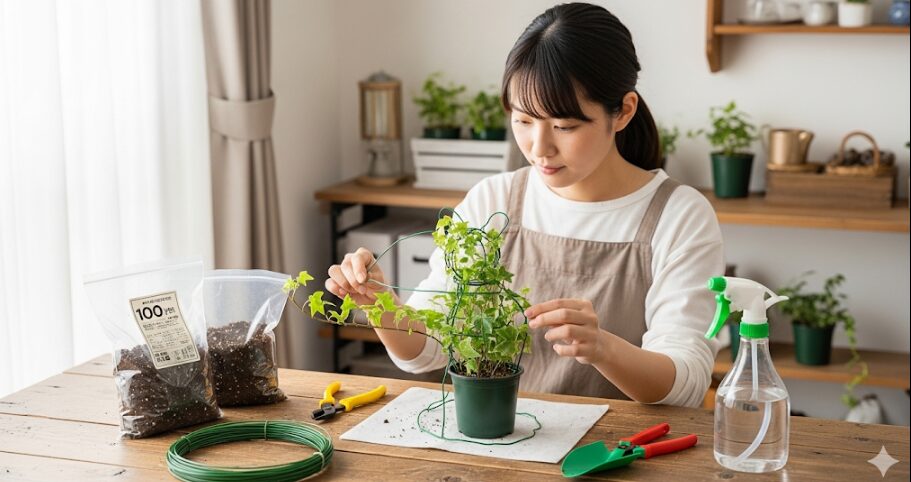 100均でアイビートピアリーの作り方