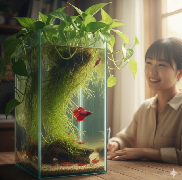 ポトス水槽とベタの相性