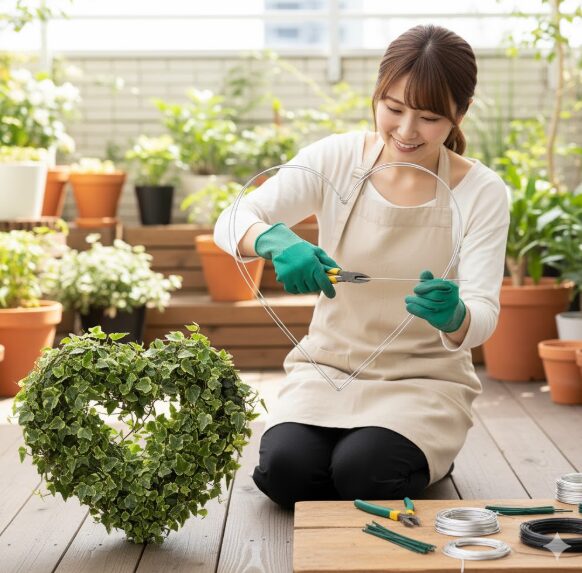 人気のハート型トピアリーフレームの作り方