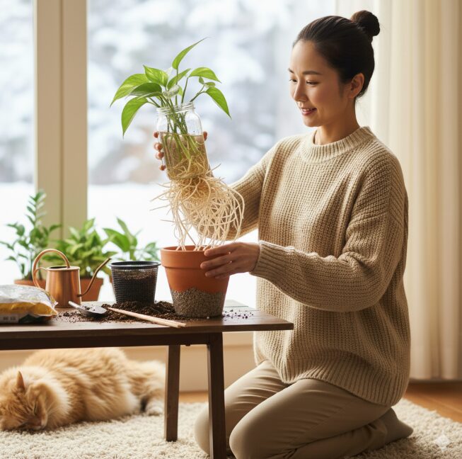 基本的なポトス水差し植え替えの方法