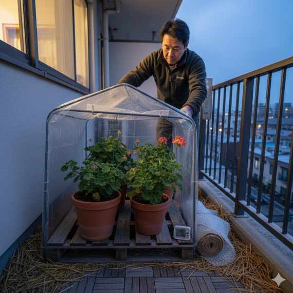 ベランダや軒下での冬越し。霜対策