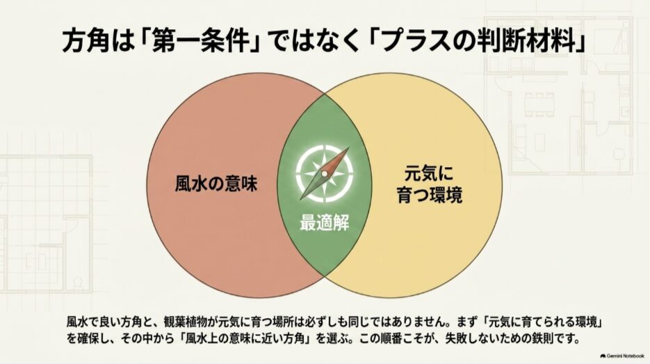 風水の意味と観葉植物が元気に育つ環境が重なる場所を選ぶ考え方