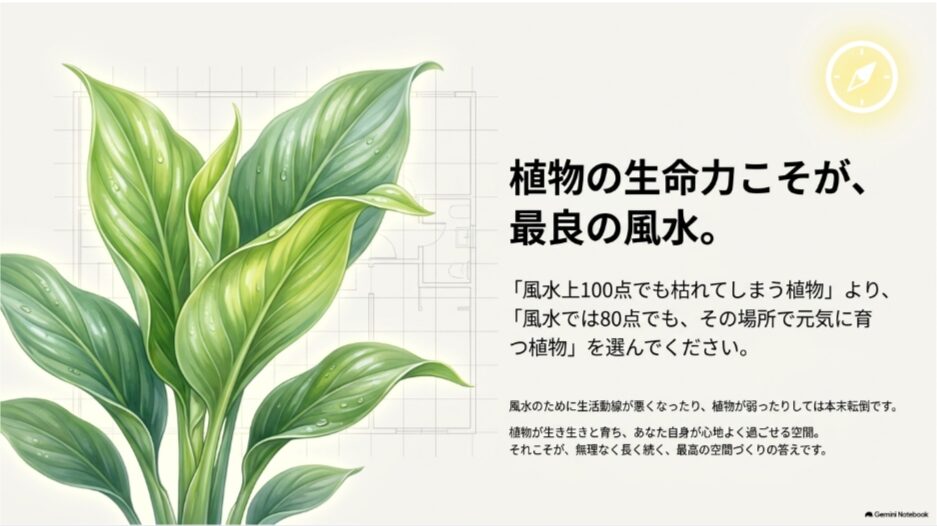風水上完璧な方角より植物が元気に育つ環境を優先する観葉植物と風水の基本的な考え方
