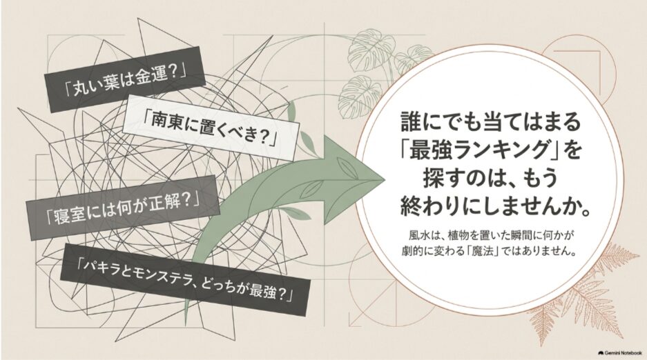 丸い葉や方角、寝室などの情報に迷わず自分に合う観葉植物を選ぶ考え方