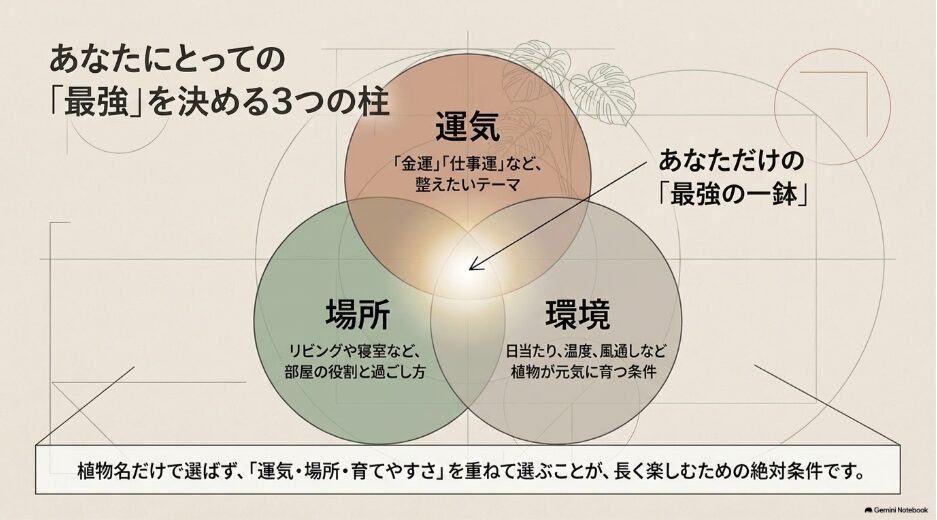 運気・置き場所・生育環境の3条件から自分に合う観葉植物を選ぶ方法