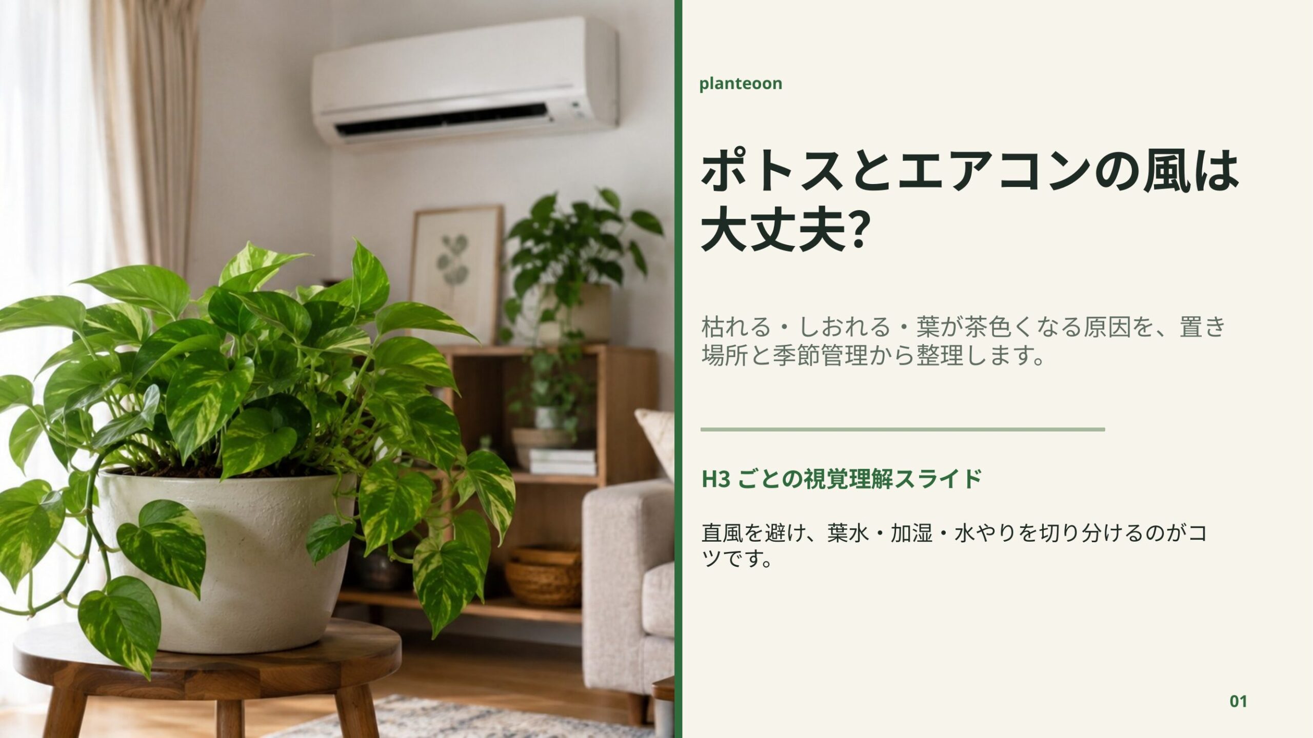 ポトス エアコン の 風